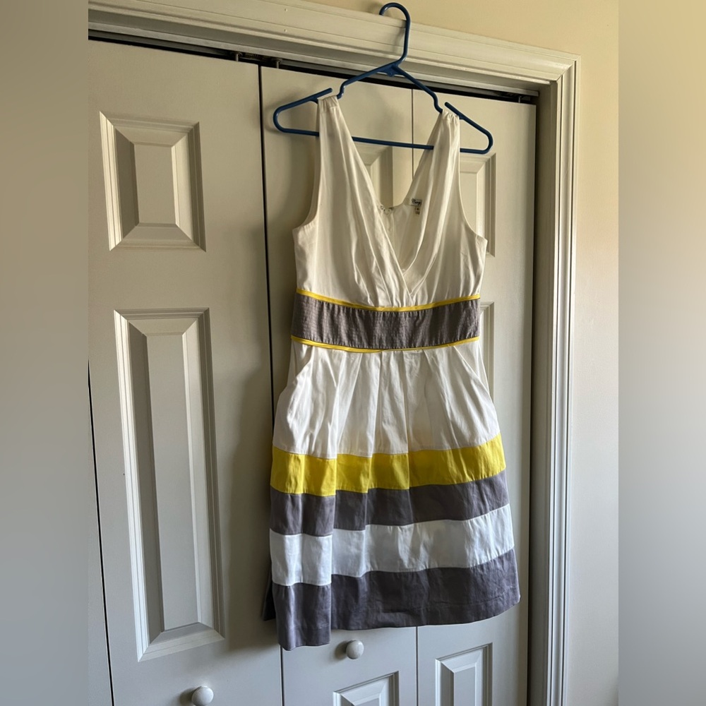 Corey P Cream, yellow and gray dress